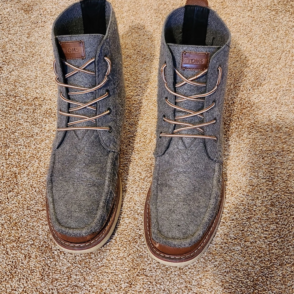 Mens Toms Searcher Chukka Boot Felt Wool Lace Up Heather Gray Size 11